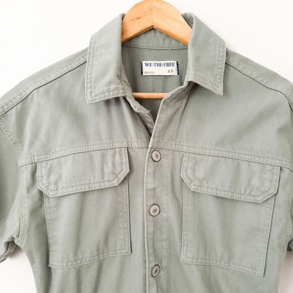 Free People We The Free Marci Jumpsuit Coveralls Army Green XS Denim Utility - Picture 8 of 11